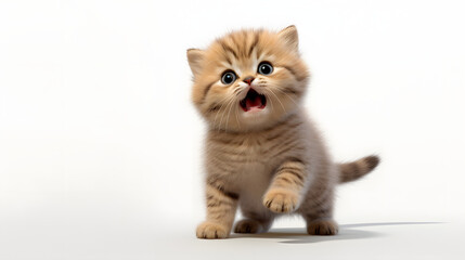 Cat kitty smile, playing in the park, on white background, Generative ai illustration.	
