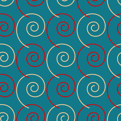 Abstract seamless pattern with simple geometric shapes on teal blue background. Classic motif. Can be used for fabric,cloth,textile,wallpaper,covers and decor.