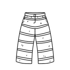 Striped pants. Hand drawn doodle style. Vector illustration isolated on white. Coloring page.