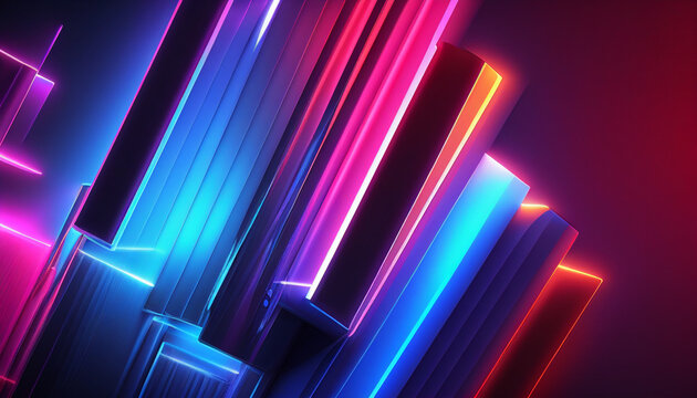 Neon lights with cool laser rays shining background wallpaper Ai generated image