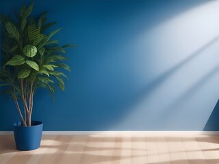 Empty room with plants. AI generated illustration