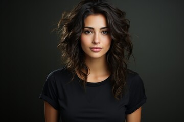 Beautiful young woman with hands on hips, displaying confidence and strength, Generative AI