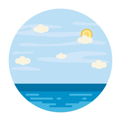 Blue Sky And Sea Water Round Sticker