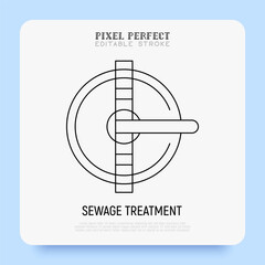 Water sewage treatment thin line icon. Water filtration. Pixel perfect, editable stroke. Vector illustration.
