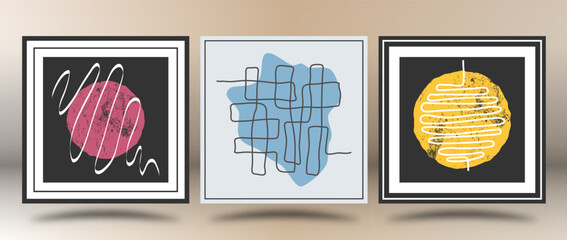 An artistic composition in a minimalist style for interior design. Hand-drawn illustration for prints, postcard design, posters and banners