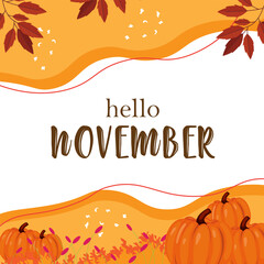 hello november vector illustration. it is suitable for card, banner, or poster