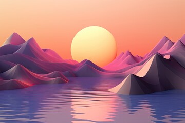the beauty of a serene sunset in an abstract Generative Ai