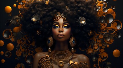 black female woman, culture background, 16:9 - obrazy, fototapety, plakaty