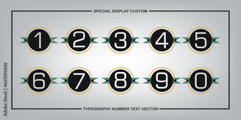 Poster assorted digital custom vector numbers. minimum. color gradation. dark. banner network. 3d effect. d