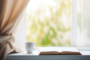 Cozy Afternoon: Books, Coffee, and Curtains