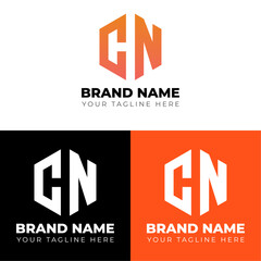 C N letter polygon logo vector, Two letters C N logo design , Double letters polygon letter mark logo, Vector logo design