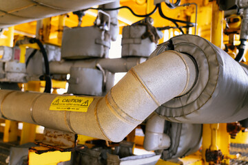 Insulation foam covered with a good waterproof rubber sheet on pipes in offshore oil and gas...