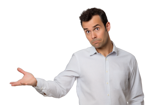 jeune homme montrant une direction, un objet (ajouter du contenu) sur un fond transparent pour un concept commercial