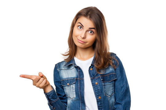 jeune femme montrant une direction, un objet (ajouter du contenu) sur un fond transparent pour un concept commercial