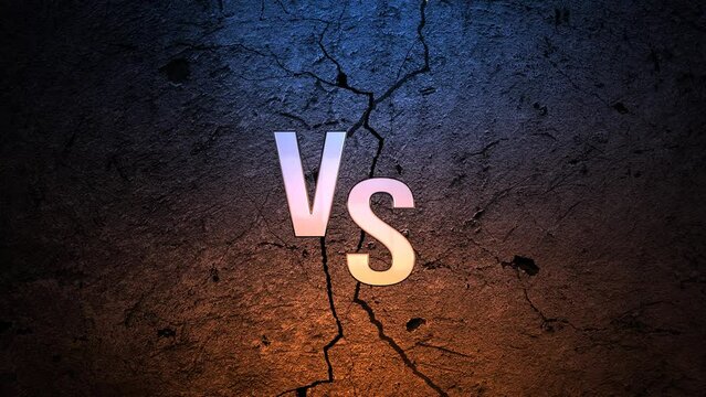Versus battle neon sign glowing animation on a dirt wall background 4K.