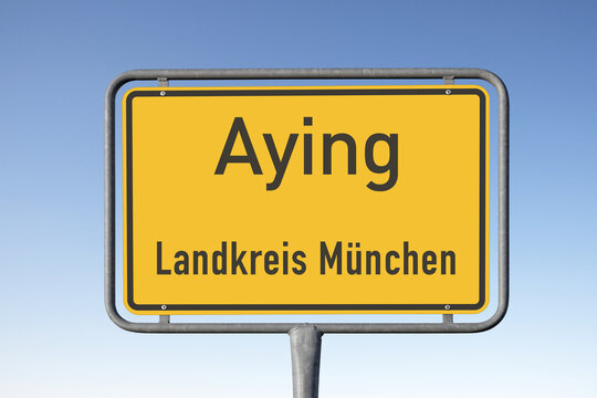 Ortstafel, Gemeinde Aying, Landkreis M&uuml;nchen, (Symbolbild)