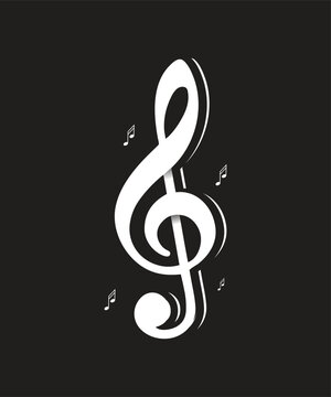Music notes icons black background. Vector illustration.
