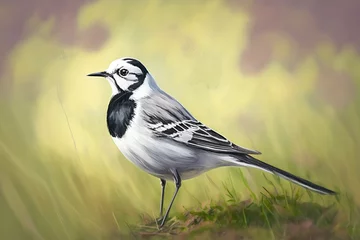 Foto op Plexiglas Bird in the field, little bird, nature of the world, digital art style, illustration painting © Ihor