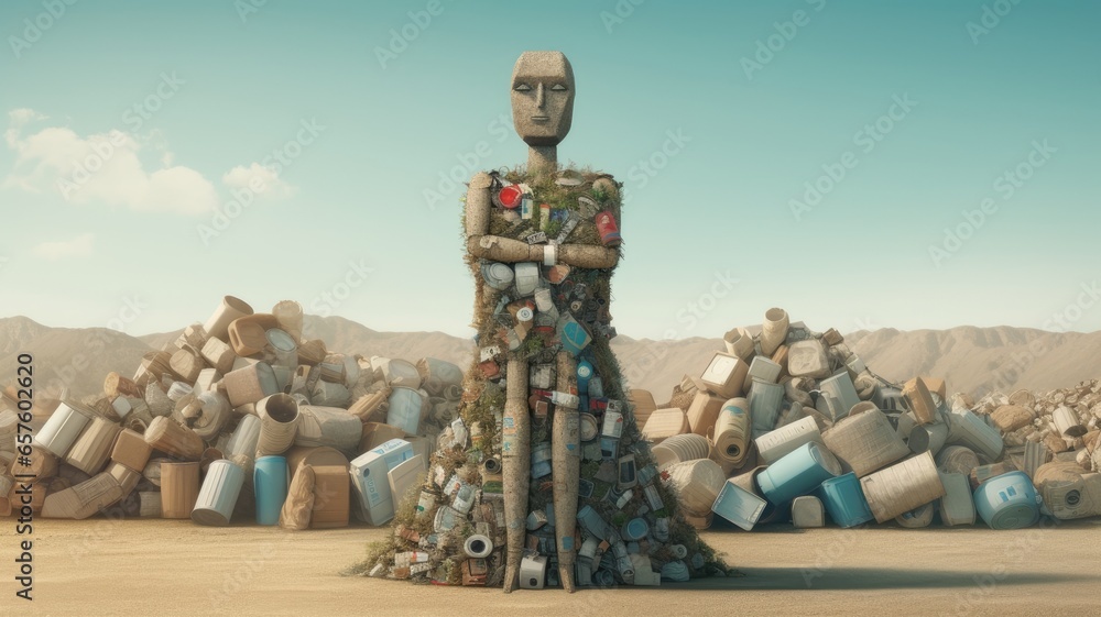 Aufkleber visualize a person participating in a recycling program to reduce waste and promote environmental su