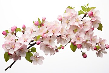 a branch of cherry blossoms isolated white background