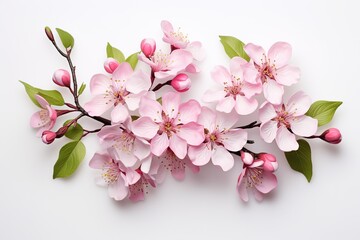 Naklejka na ściany i meble a branch of cherry blossoms isolated white background
