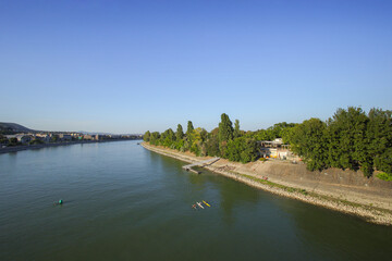 Fototapeta na wymiar Panoramic view at Margaret Island in Budapest and the Danube, Hungary