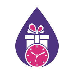 Gift Time drop shape concept Icon Logo Design Element.