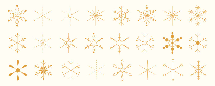 Fototapeta Modern minimalist Christmas background with simple geometric snowflakes