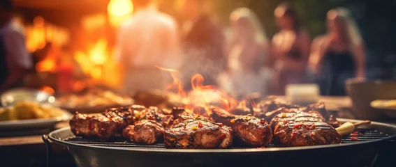 Gordijnen Cook summer beef grill meal meat skewer steak dinner food © SHOTPRIME STUDIO
