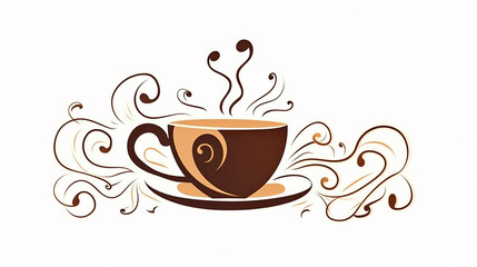 xícara de café Desenho de uma linha isolado em fundo branco