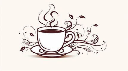 xícara de café Desenho de uma linha isolado em fundo branco