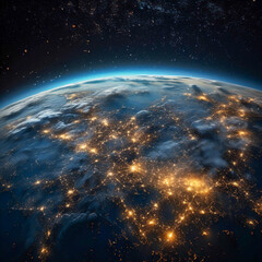 Fototapeta premium Planet Earth at night in space 