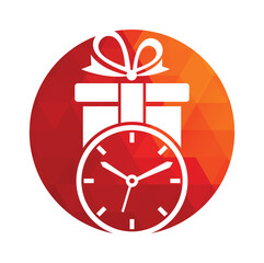 Gift Time Icon Logo Design Element.