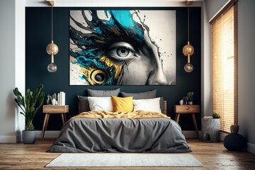 bed in bedroom design bedroom, digital art style