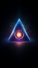 A triangle with a light inside of it