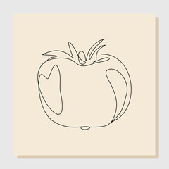 Continuous single one line sketch hand drawn drawing of juicy tomato. One line art concept of fresh fruit and vegetable. Vector illustration