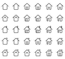 Set of line icons representing houses vector illustration. Home and house simple symbols. - obrazy, fototapety, plakaty