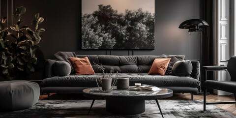 beautiful stylish living room interior design. Generative AI