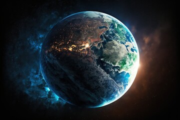 planet earth, space planet, big earth, digital art style