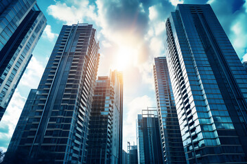 Fototapeta na wymiar City Business Hub: Skyscrapers in Daylight 