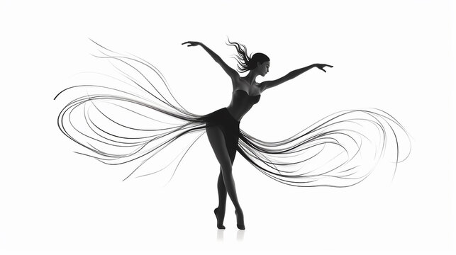 dançarina Desenho de uma linha isolado em fundo branco