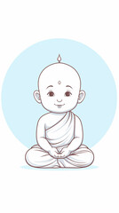 bebe Buddha fofo Desenho de uma linha isolado em fundo branco
