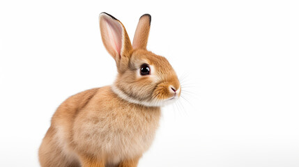 Obraz premium coelho da pascoa fofo de perfil com espaço para texto 