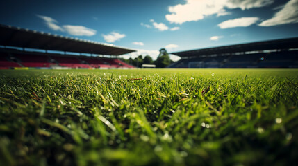 football field ball on green grass, soccer field background texture