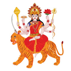 Illustration of goddess happy durga puja subh navratri celebration icon