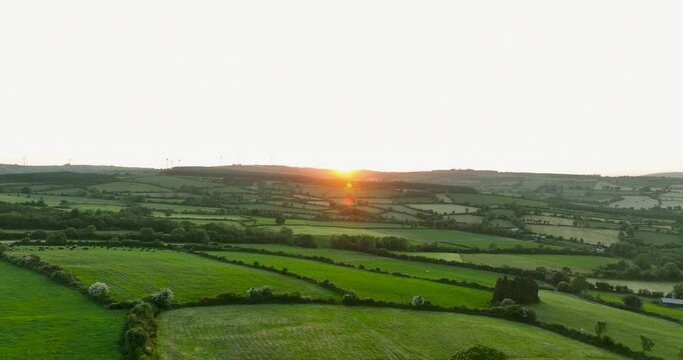 Flying over farmland landscape 4k