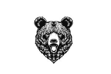 Majestic Bear Strength: A Powerful Vector Illustration of a Bear's Head