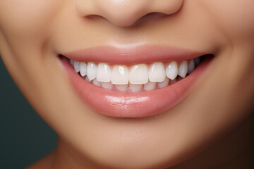 A close up of a woman's face with a smile on her face created with Generative AI technology