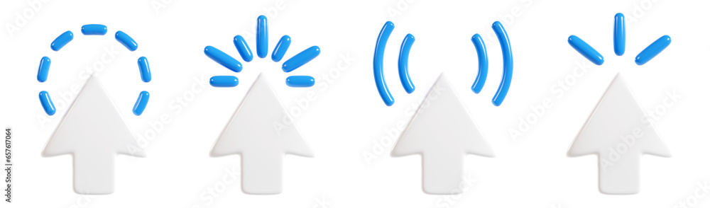 Poster white cursor arrow with different mouse click effect.