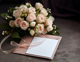  wedding bouquet with roses and white on a luxury